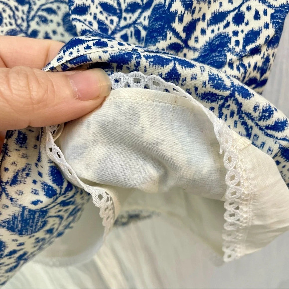 80%OFF❣️ Alex Mill Blue & White Hearts on Vines Print Midi Skirt, XS - Picture 8 of 10